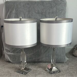 Elegant Silver and White Table Lamps set of 2